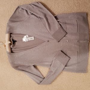 Apt 9 ,NWT, L, SILVER METALLIC, cardigan sweater,